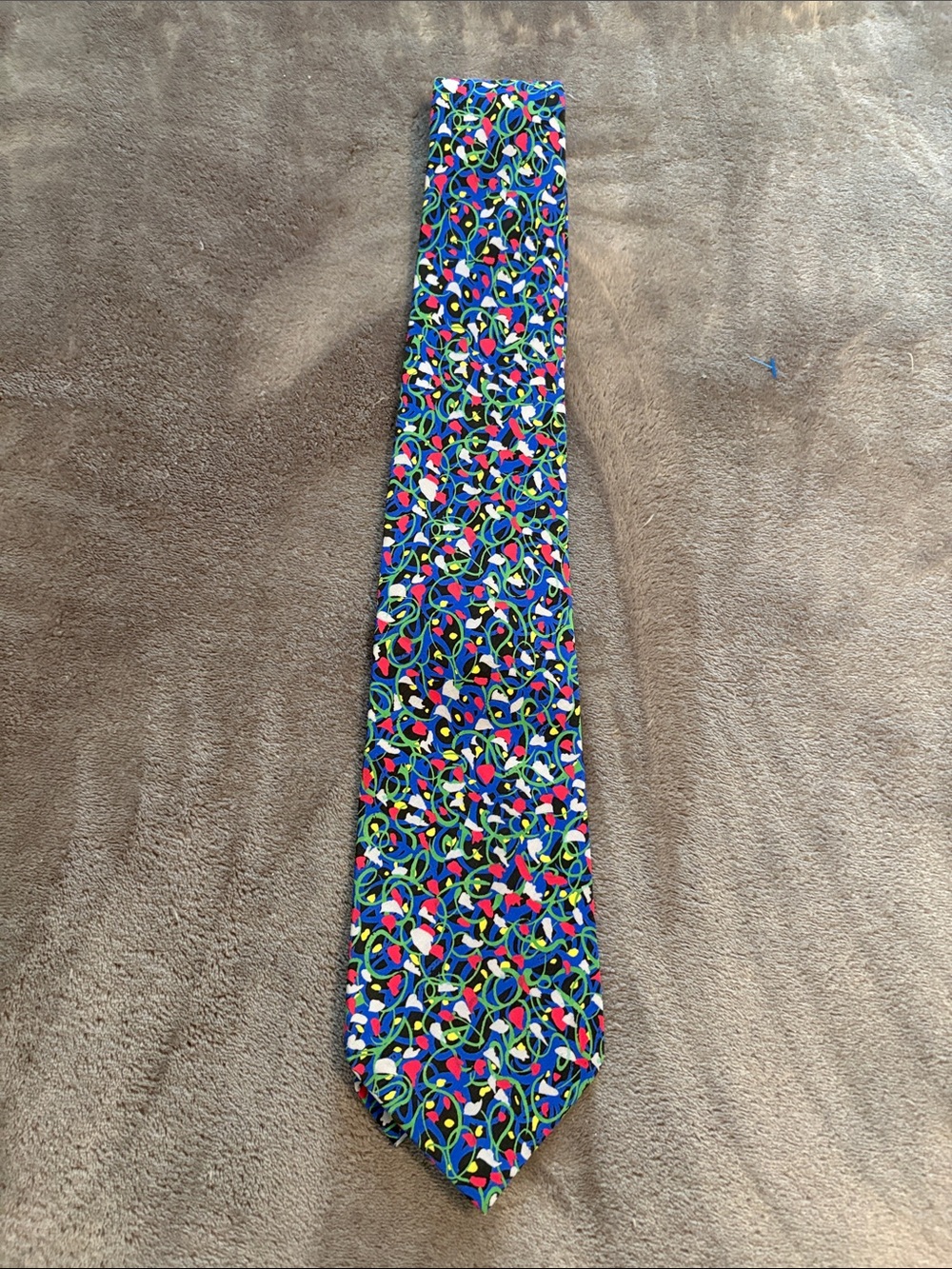 Vibrant Blue Multicolor Abstract Pattern Men's Tie